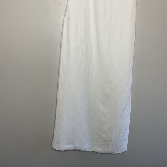 MADEWELL Midi Dress Women 00 One-Shoulder Sleeveless NEW Ivory Linen Blend NQ624 - Picture 5 of 13